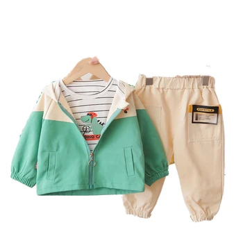 

New Spring Autumn Baby Boys Girls Clothes Children Cotton Hooded Jacket T Shirt Pants 3Pcs/sets Toddler Fashion Kids Tracksuits