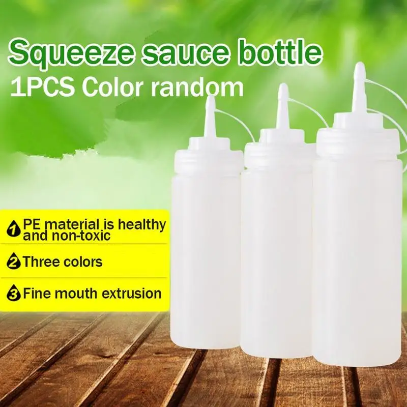 

BBQ Ketchup Sauce Dispenser Bottles Olive Oil Dispensing Bottle Mayonnaise Squeeze Jar with Cap Safe Plastic White Kitchen Tools