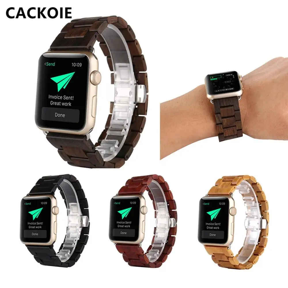 

NEW Butterfly buckle strap made of wood suitable for Apple Watch series 5 4 3 2 1 model 38mm 42mm 40mm 44mm buy 2 pieces 10% off