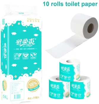 

10 Rolls/Pack Toilet Paper Household Towel Tissue Replacement Roll Paper Portable for Home Office Car Paper Towels