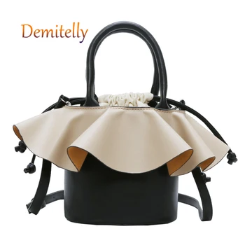 

Fashion Wave Lace Ladies Bucket Bag New Personality Drawstring Design Ladies Shoulder Messenger Bag Handbag Purse Shopping Bag