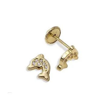 

Earrings sleeper delfin using rennet zirconia Yellow Gold