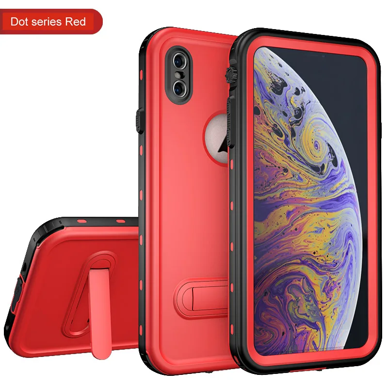 DOT Series Red Ударопрочный подводный чехол для iPhone XR X XS Max, чехол для спорта на открытом воздухе, IP68, водонепроницаемый пылезащитный чехол для дайвинга для iPhone XS Max - Цвет: DOT Series Red