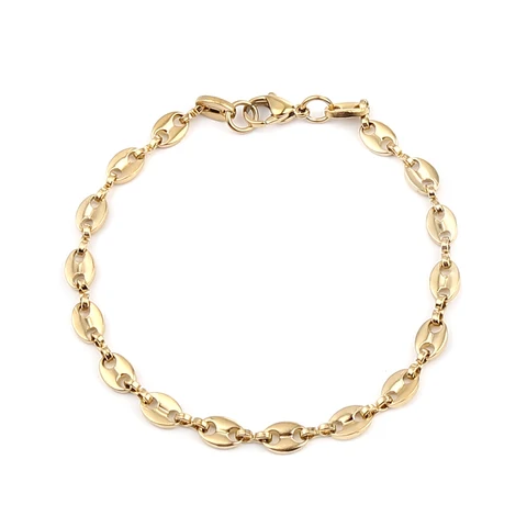 Stainless Steel Anklet Gold Color Coffee Bean chain Anklet Bracelets For Women Summer Beach Barefoot Jewelry ,1 Piece