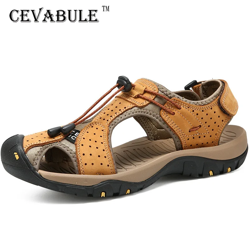 Cevabule/сандалии большого размера; Мужская модная обувь из коровьей кожи; Уличная Повседневная Нескользящая кожаная пляжная обувь; мужские сандалии; CLK