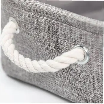 

Foldable Storage Bin Rectangular Fabric Storage Basket with Cotton Rope Handles Closet Office Grey M