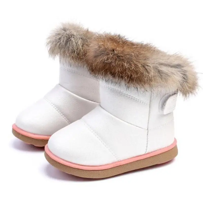 

Fashion Child Girls Snow Boots Kids Leather Winter Snow Boot For Baby 2019 Warm Plush Soft Bottom Baby Girls Boots B160