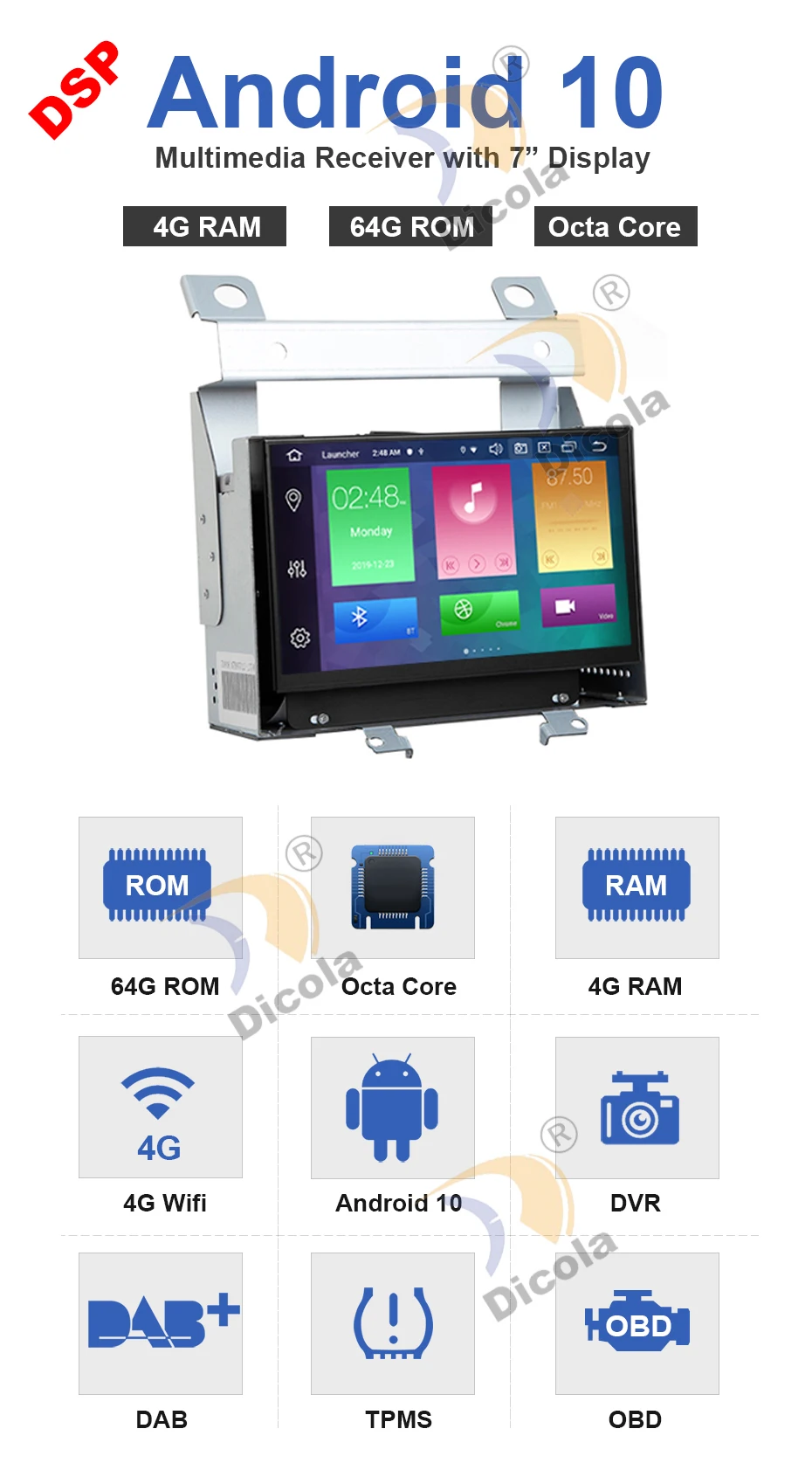 Jogador do Andróide 10 de Gps do Carro Dvd de Px5 Dsp para Land Rover Freelander Wifi Bluetooth Espelho Ligação Dab Mapa Tpms Dvr 7 2 2007-2020 5 do carro dvd de px5 dsp para