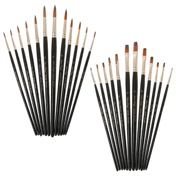 

12pcs/Set Paint Brush Wooden Acrylic Painting Gouache Cosmetic Art Kit Drawing Pens
