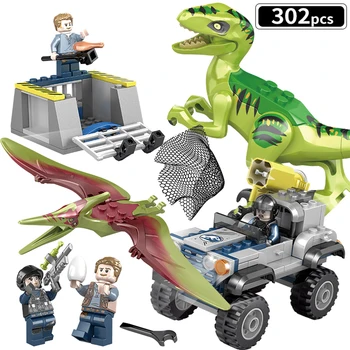 

302pcs Dinosaur Great Escape Building Blocks Truck Wild Chase Cretaceous Bricks Creative Children's Educational Toys