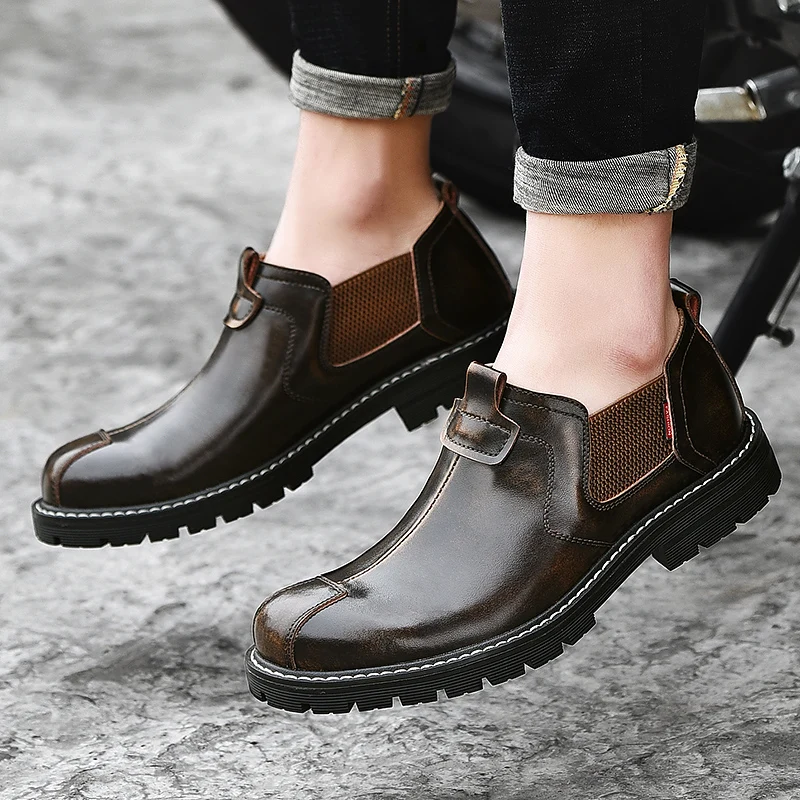 Men's shoes 2019 spring and autumn brand fashion British style new personality natural leather outdoor shoes waterproof non-slip Men's shoes 2019 spring and autumn brand fashion British style new personality natural leather outdoor shoes waterproof non-slip