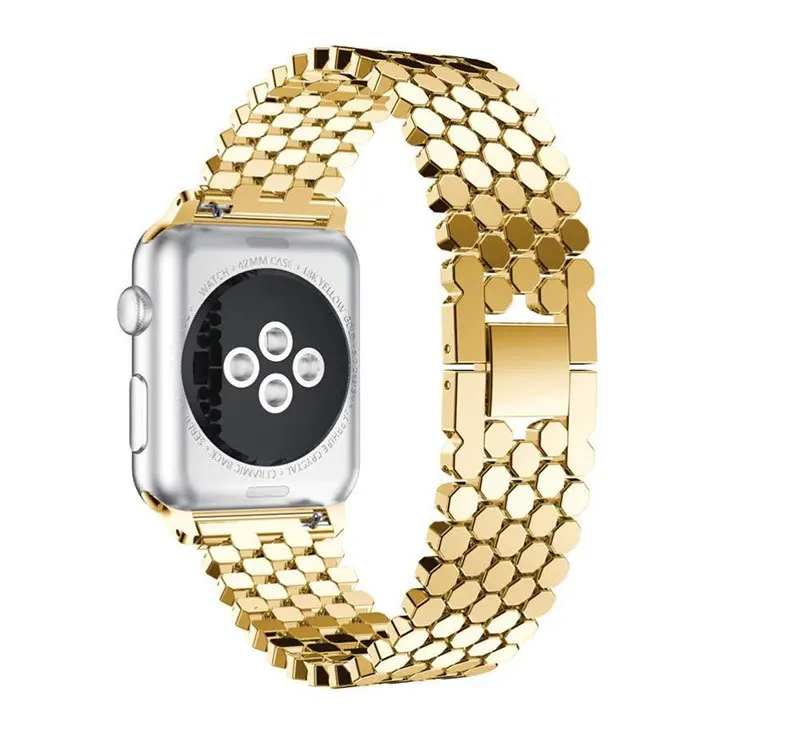 Роскошные Нержавеющая сталь ремешок для наручных часов для Apple Iwatch 1/2/3/4 раскладывающаяся застежка, сменный ремешок для наручных часов ремень ремешки на запястья длиной 38 мм 40 мм 42 44 мм