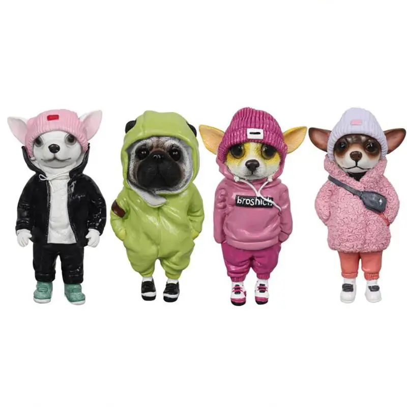 Handmade Doll Resin Standing Puppy Toy Figure Chihuahua SharPei Dog Cute Fashionable Animal Clay Doll