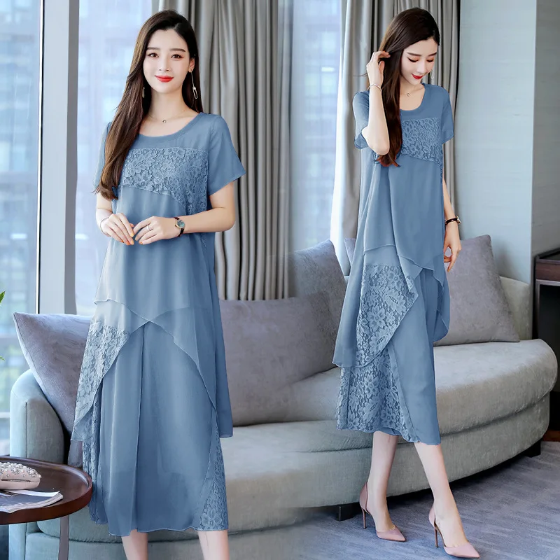 

Set/Suit Skirt 2019 Summer Crew Neck Short Sleeve Solid Color Korean-style Elegant Fashion Joint