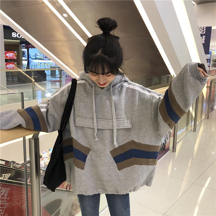 Женская одежда уличная с капюшоном стильный лоскутный пуловер и толстовки
