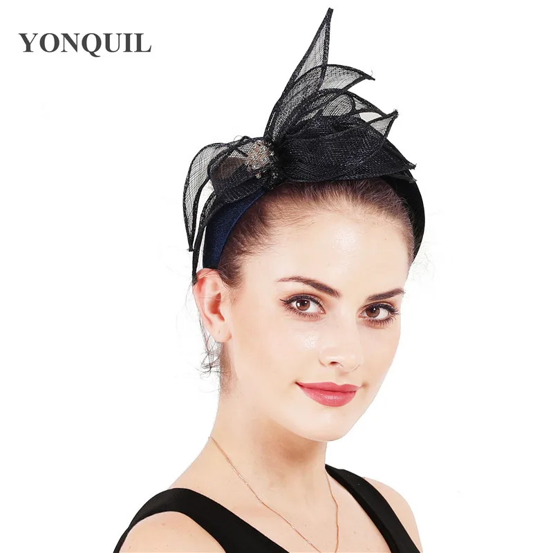 Женские Темно-синие аксессуары для волос шоу гонки millinery свадебные головные уборы для женщин Свадебная вечеринка очаровательные повязки элегантная Новая мода