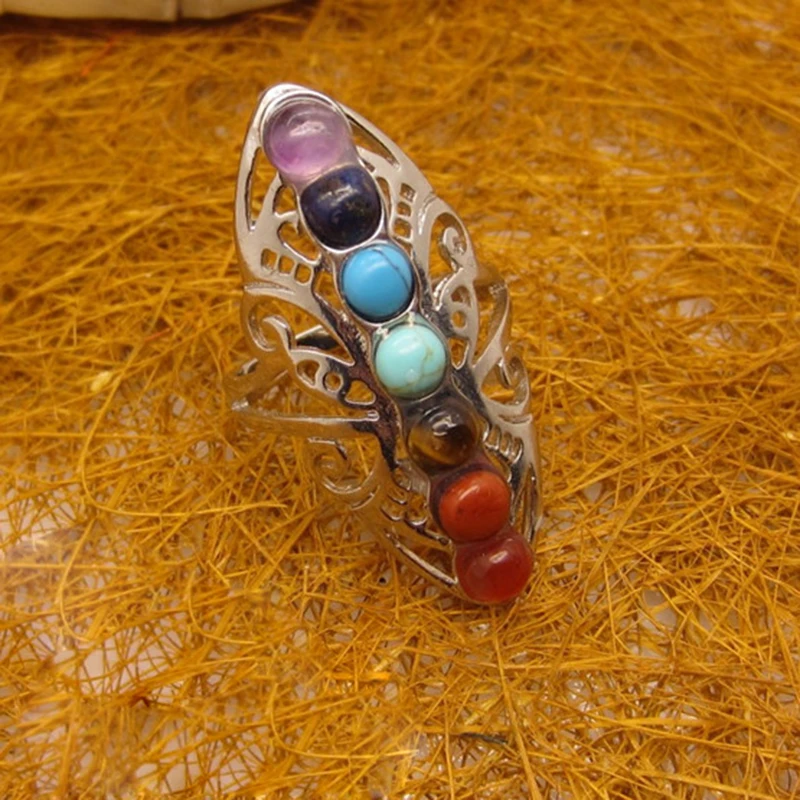 Кольца с 7 чакрами и каменными бусинами для мужчин женщин рейки баланс медитация