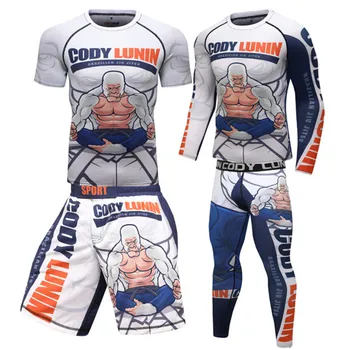 

Jiu Jitsu Mens Boxing Jerseys BJJ MMA Rashguard Compression T Shirts Men KickBoxing Muay Thai Sets Running Shirts Leggings Suits