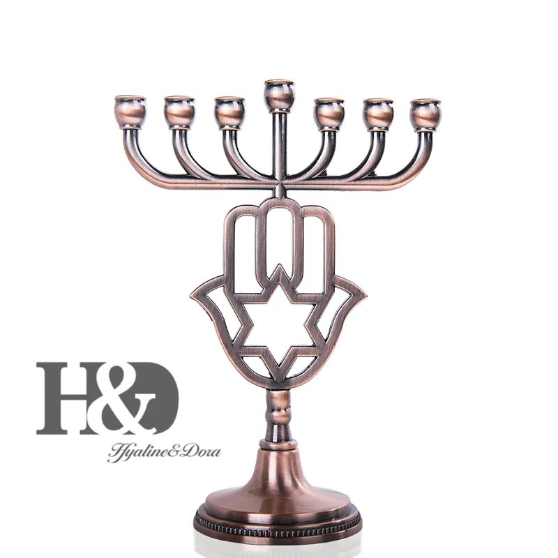 H &amp D 12 племен Израиля Висячие свечи Menorah Медный подсвечник Hamsa 7 веток Свадебный