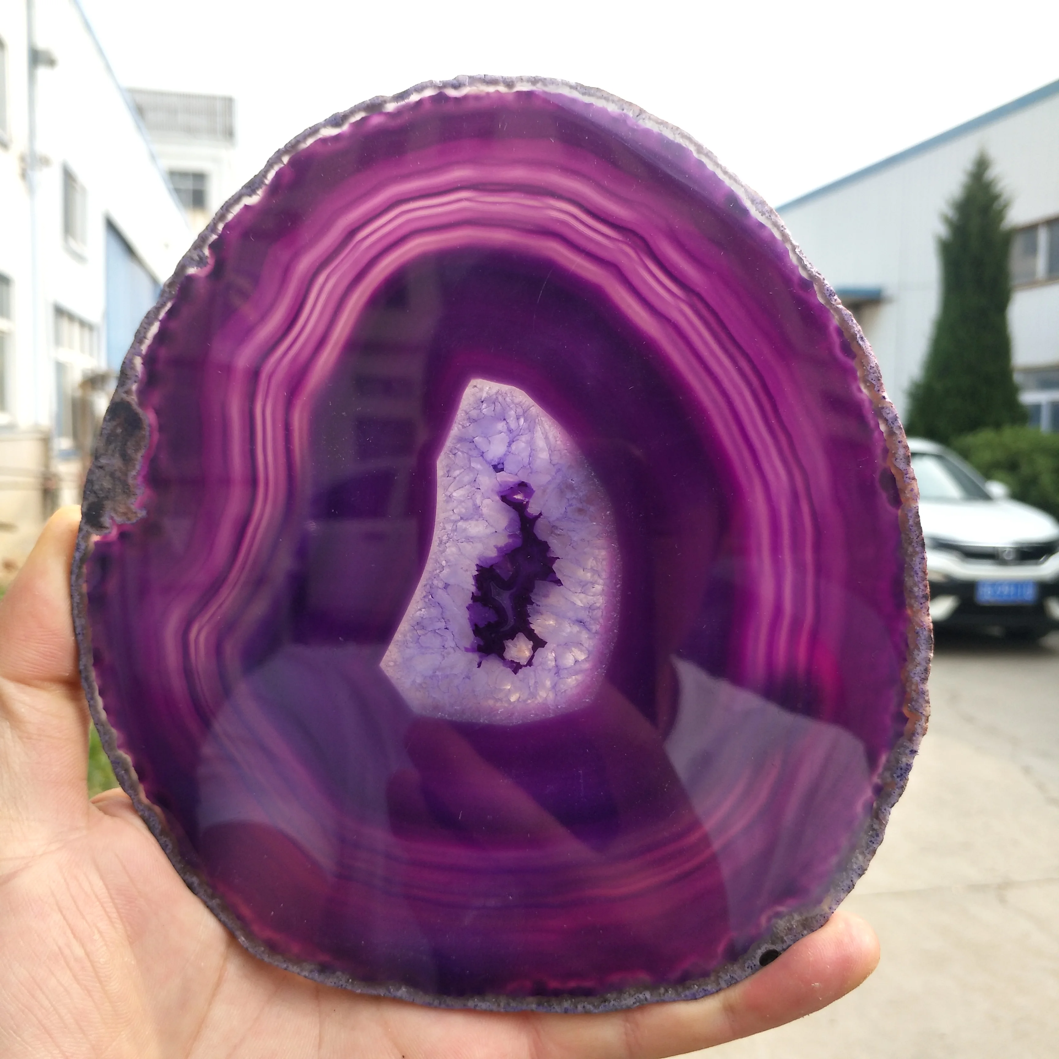 Срезы из настоящего агата coaster полированный Фиолетовый Агат ломтик+ стенты 120-140 мм