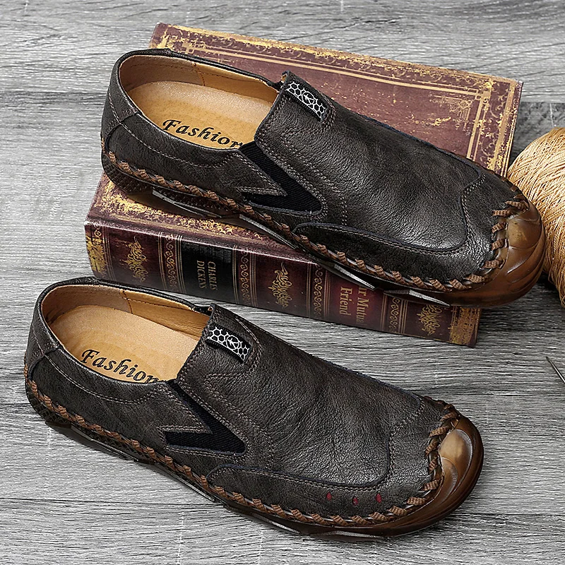  Mens Loafers Handmade Leather Mens Casual Shoes Autumn Comfortable Mens Designer Shoes Men Classic Zapatillas Hombre