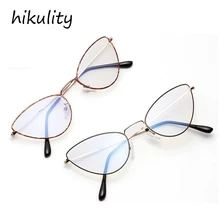Золотой тонкий сплав оправа для очков в стиле кошачьи глаза для женщин Элегантный шик прозрачные линзы очки для женщин Винтаж близорукость оттенки прозрачный