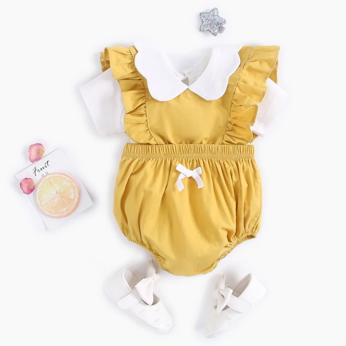 

Infant Korean-style Solid Color Newborns Onesie Suspender Strap Baby Set Summer Crawling Clothes INS Baby Clothing Two-Piece Set