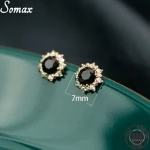 Pendientes de plata esterlina 925 para mujer, aretes con forma de sol, cristal chapado en oro de 14K, estilo Retro, joyería para fiesta