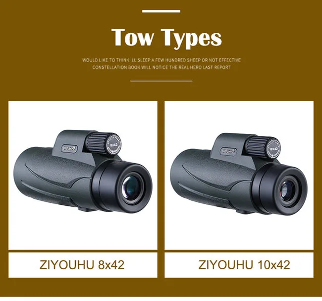 10X42 Portable HD Monocular Telescope Multi-Color Optional Daily Life Waterproof Telescopes Outdoor Hiking, Latest New Design
