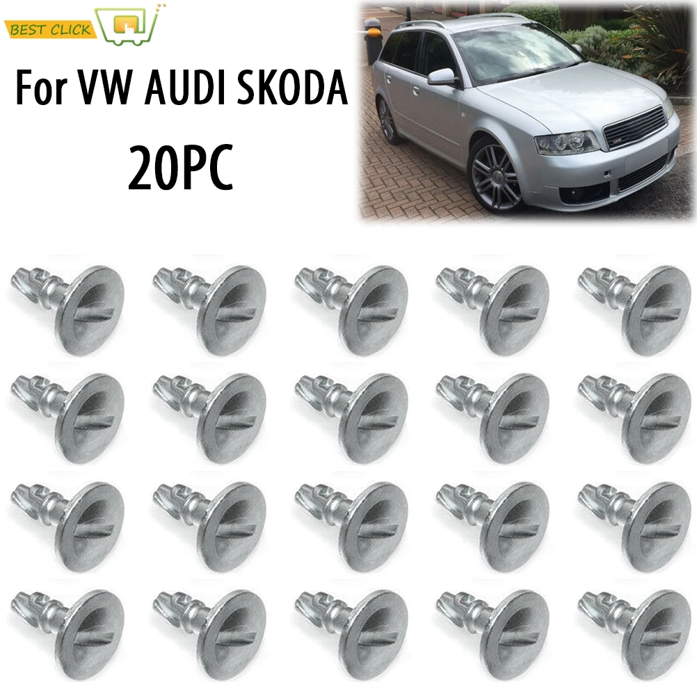 20pcs Undertray Engine Under Cover Fixing Clips Trim Panel Metal Screw For Audi A3 A4 A6 A8 SKODA Superb I VW Passat B5 | Автомобили и