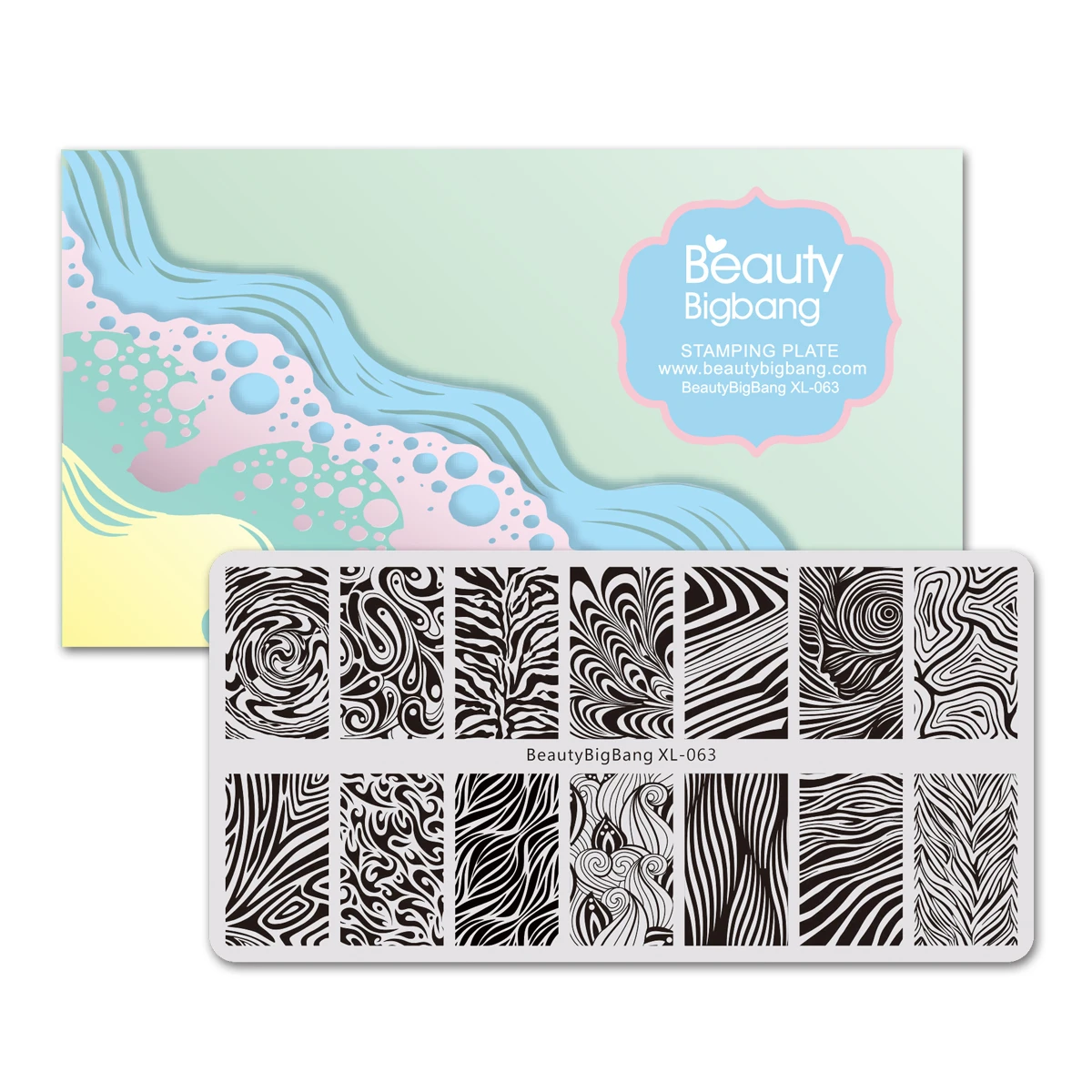 

BeautyBigBang 6*12CM Rectangle Nail Stamping Plate Water Marble Manicure Nail Art Image Template Manicure Stencils Tool