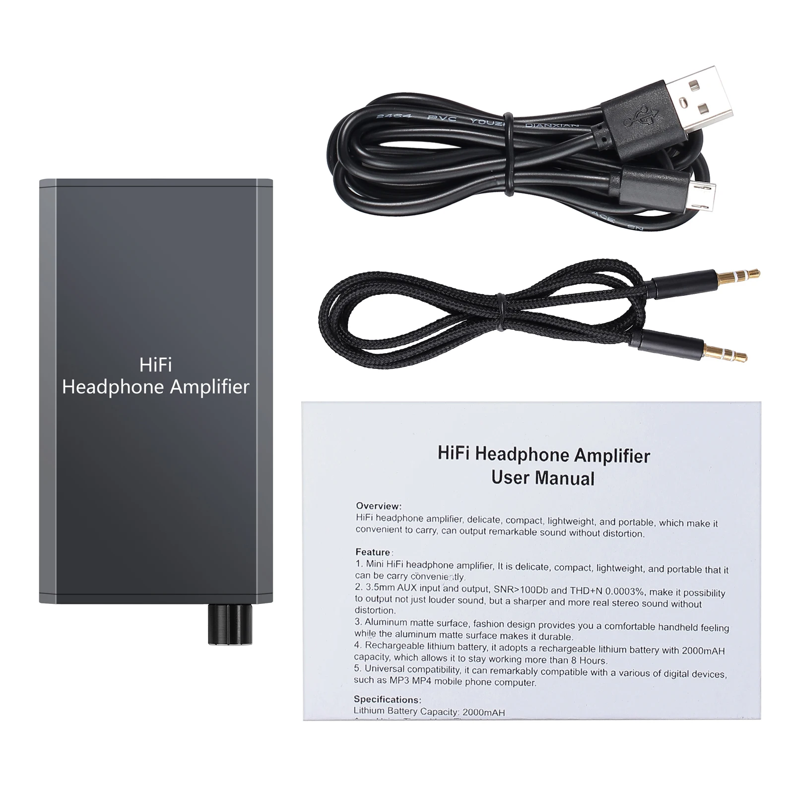 Neoteck Professional Portable Mini 3 5mm Headphone Audio Amplifier for Phone HIFI Headphone Amplifier With 1 2m USB Power Cable