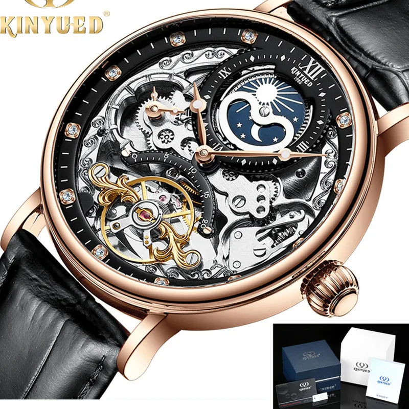 KINYUED New Skeleton Watches Mechanical Automatic Watch Men Tourbillon Sport Clock Casual Business Wrist Relojes Hombre | Наручные часы