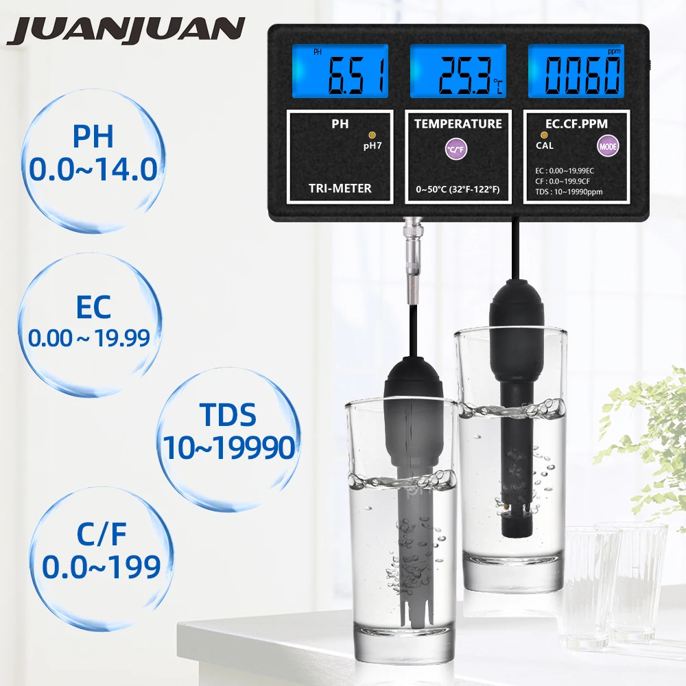 РН-метр 5 в 1 PH EC CF TEMP TDS метр мультипараметрический тестер качества воды термометр EC тестеры CF проводимость монитор 30