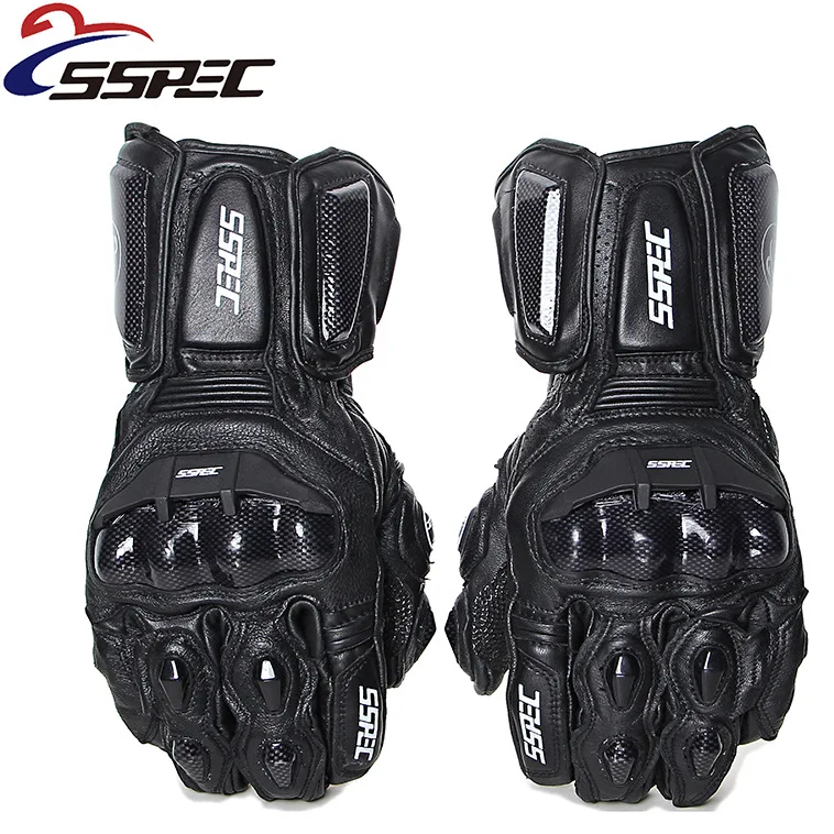 SSPEC перчатки для мотоцикла из натуральной кожи из углеродного волокна Gant Moto Guantes дышащие мотоциклетные перчатки для верховой езды мото-перчатки - Цвет: SCG-7107 Black