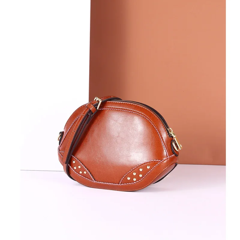 

Bag Women's 2019 New Style Shoulder Bag Cowhide Fashion Bag Retro WOMEN'S Leather Bags INS Trend Clutch Bag