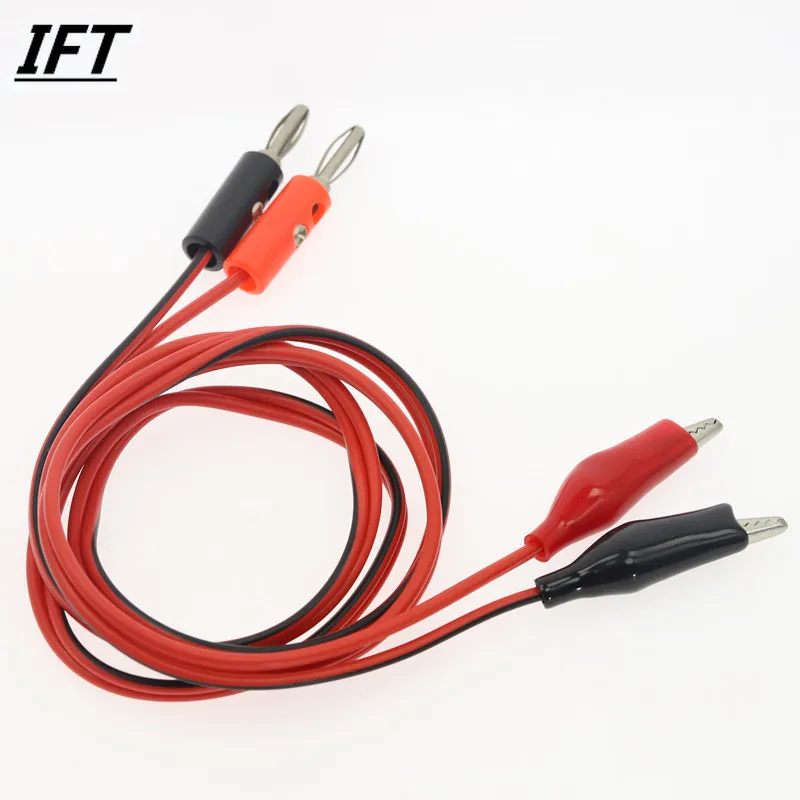 Multimeter Alligator Test Lead Clip to 4mm Banana Probe Cable Black Red 1M