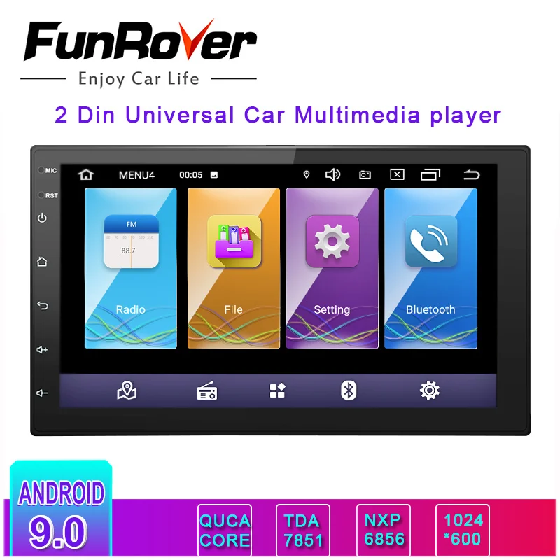 

Funrover 7" 2 Din Android 9.0 Car Multimedia Player For Universal for Nissan for Toyota GPS Navigation Radio Stereo Video No DVD