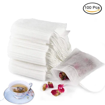 

Tea Filter Bags 100pcs/Lot U Shape Disposable Tea Infusers Filter Teabags Drawstring Seal Paper Empty Tea Bag for Herb Loose Tea