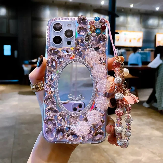 Luxury Square Mirror Pink Phone Case For iPhone 13 12 11 Pro XS Max XR X 10  7 8 Plus Hot Fashion Ring Holder Stand Cover Coque - AliExpress