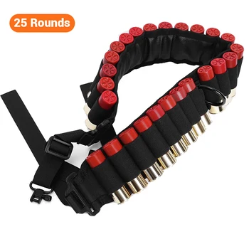 

1000D Tactical Shotgun Shell Bandolier 25 Rounds 12/20 Gauge Ammo Sling Adjustable 2 Point Non-Slip Shotgun Sling with Swivels