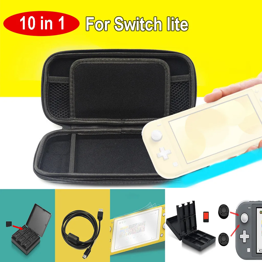 Для nyd Switch Lite аксессуары Сумка для планшета eva+ пленка из закаленного стекла+ зарядный кабель+ чехол для карты+ 4 крышки для переключателя lite