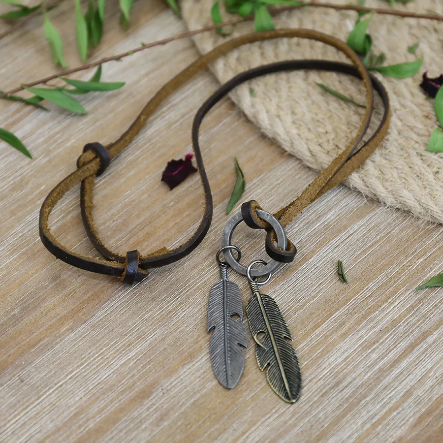 Европа и Америка модные части стиль Wish AliExpress EBay кожа Веревка листья ожерелье из листьев свитер цепь
