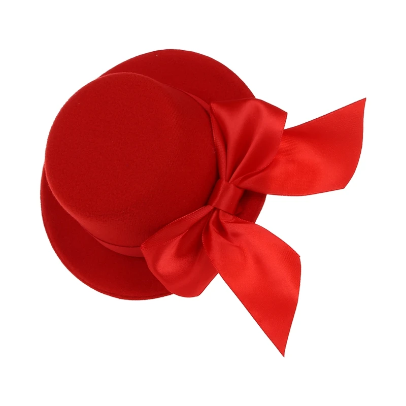 Дамы Мини Топ шляпа чародей Бурлеск Millinery w/Bowknot-красный