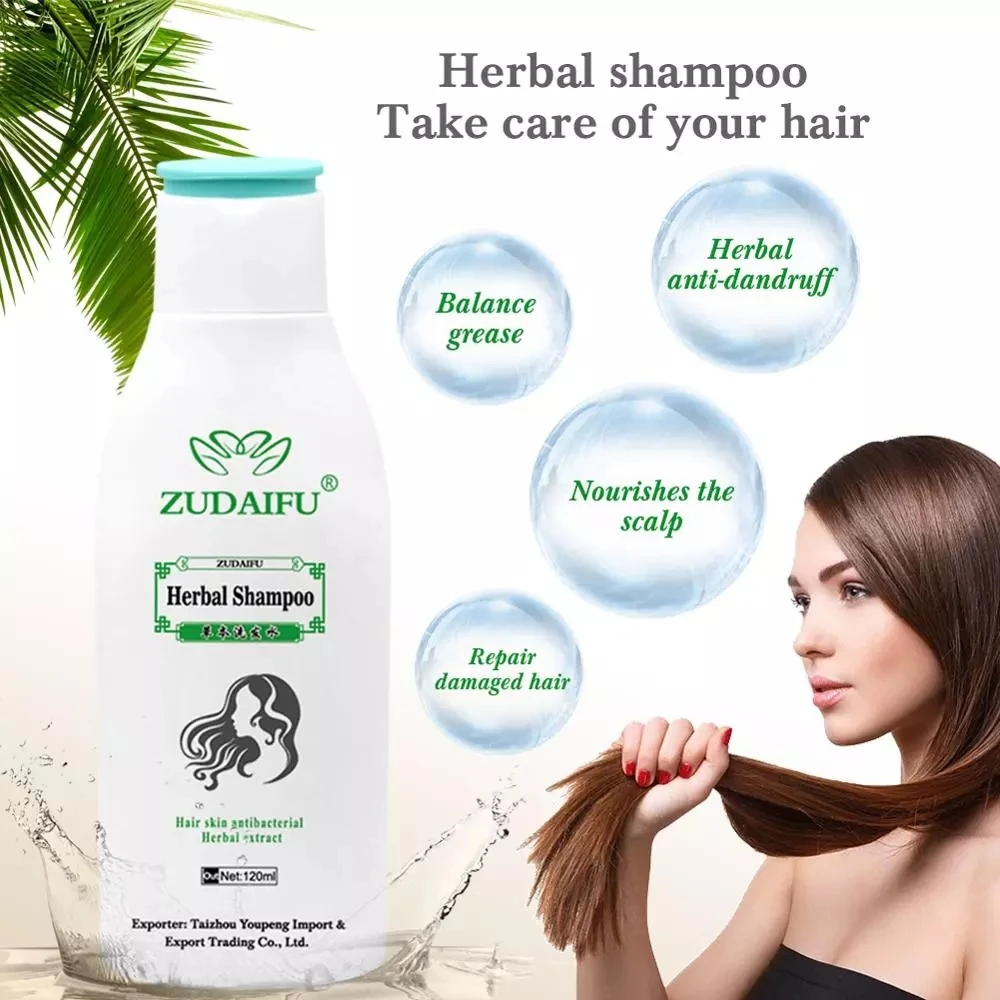 1PCS 120ml Zudaifu Hair Shampoo Growth Herbal Serum Repair Shampoo Ginseng Keratin Hair Treatment Care