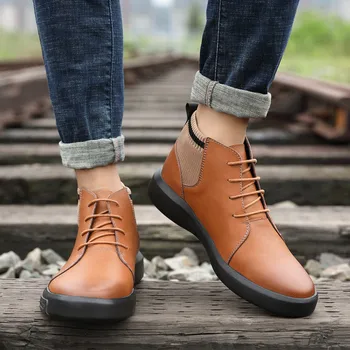 

Man Shoes Genuine Leather Mens Casual Lace Up Boots Men Ankle Boots Man British Natural Leather Boots New Bottes Cow Boy Homme