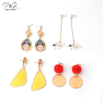 

DIY Handmade Jewelry, Post/Hook Earring Set, with Epoxy Stone/ Portrait/ Geometric Acrylic/ Metal Flower/Venonat Pendant DIY-114