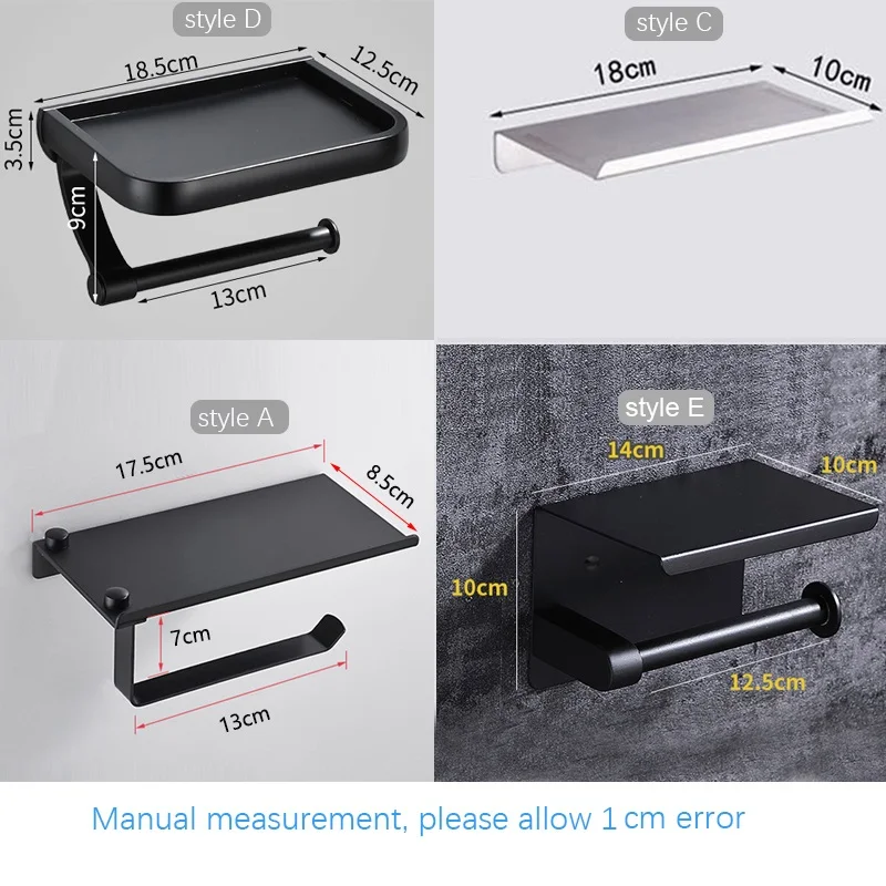Bathroom Toilet Towel Paper Holder Phone Holder Wall Mount WC Rolhouder Paper With Shelf Towel Rack Tissue Boxes Black paper towel holder towel rack toilet paper holder toilet roll holder paper towel rack tissue holder