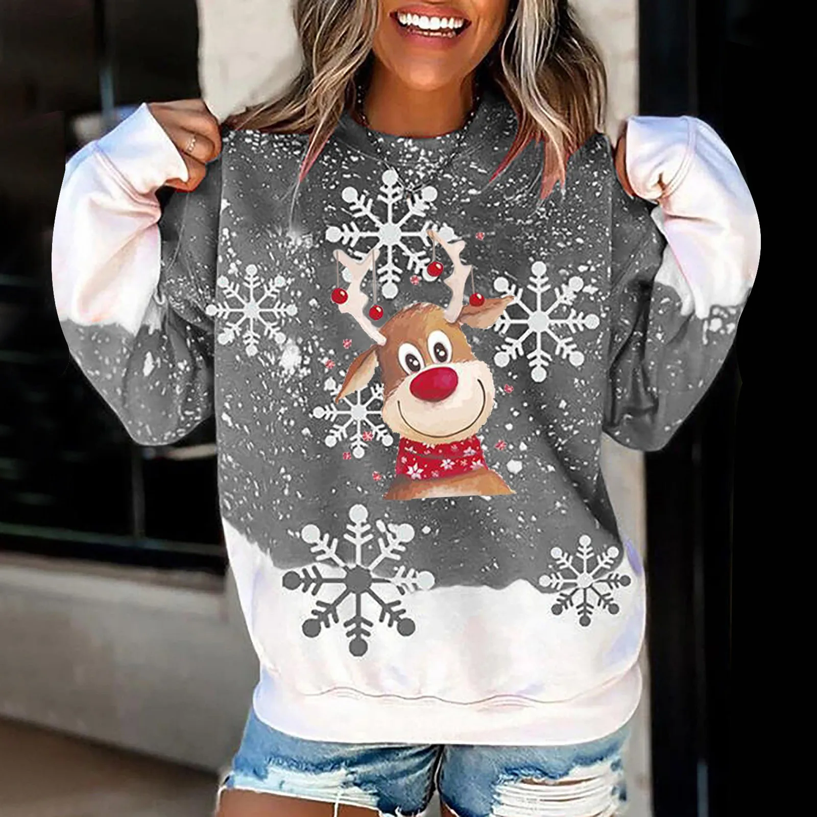 Women Christmas Snowflake Xmas Hoodies 