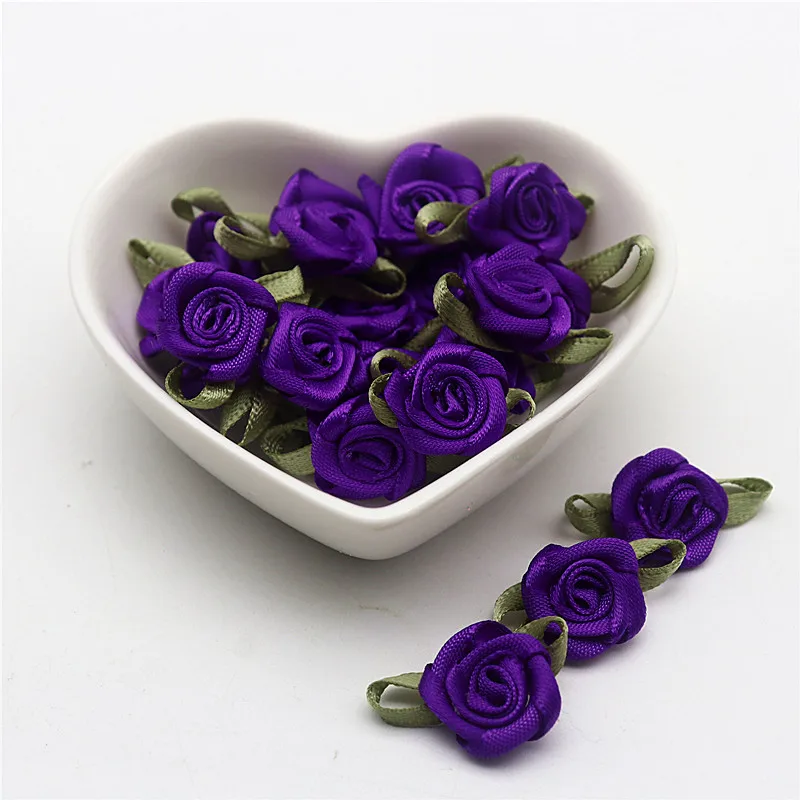 Green Leaf Rose Ribbon DIY Decoration Bowknot for Clothing Accessories (50-100pcs)